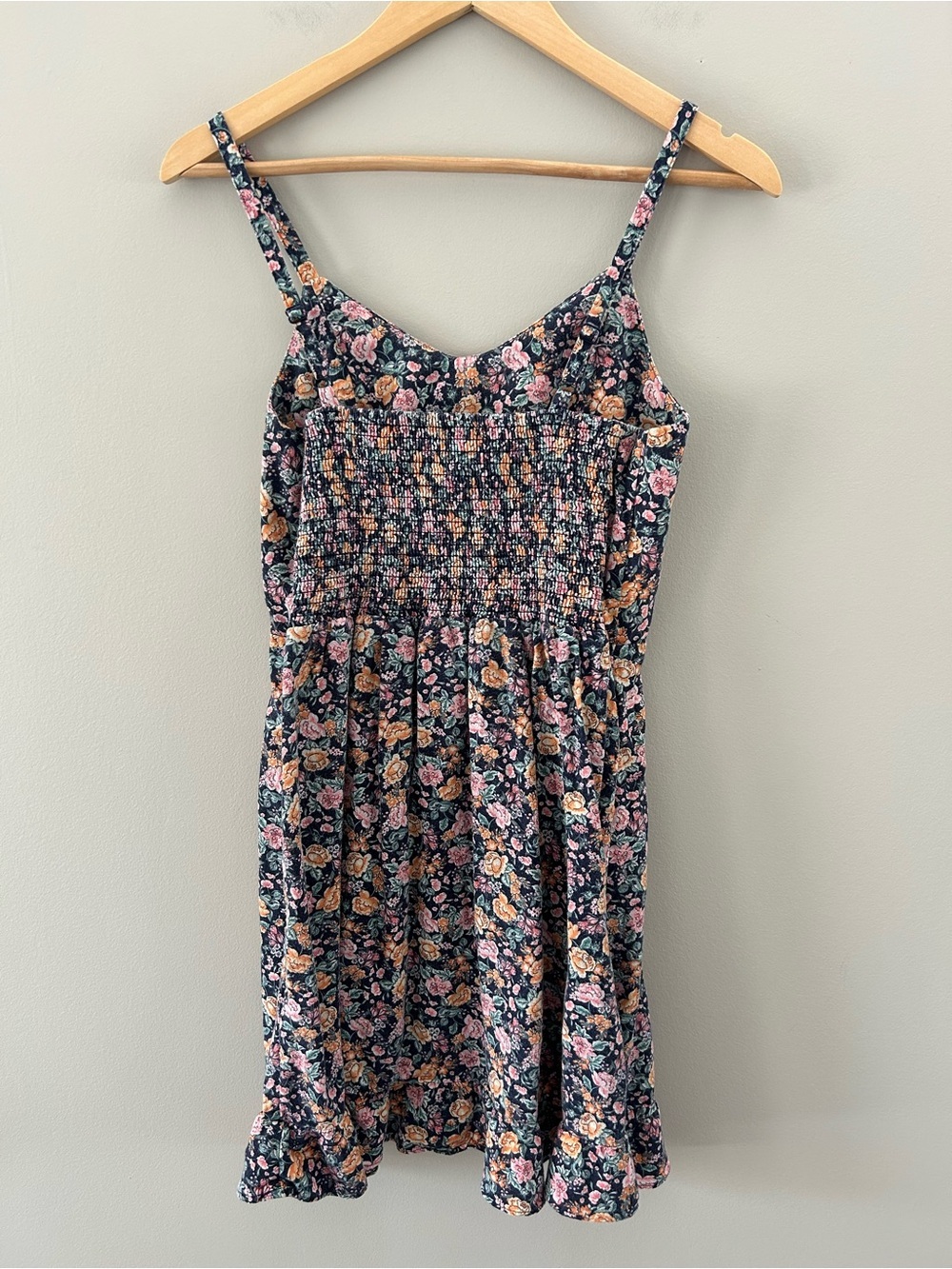 Old Navy Floral Summer Cami Sleeveless Linen Blend Ruffle Hem Mini Dress - Picture 3 of 3